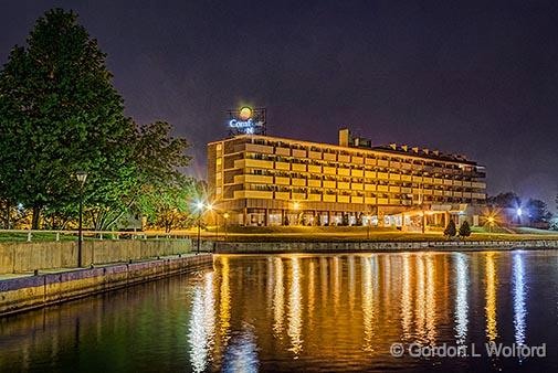 Comfort Inn At Night_34655-59.jpg - Photographed along the Rideau Canal Waterway at Smiths Falls, Ontario, Canada.